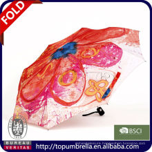 cheap 21 inches fashional 3 folding umbrella with printed design